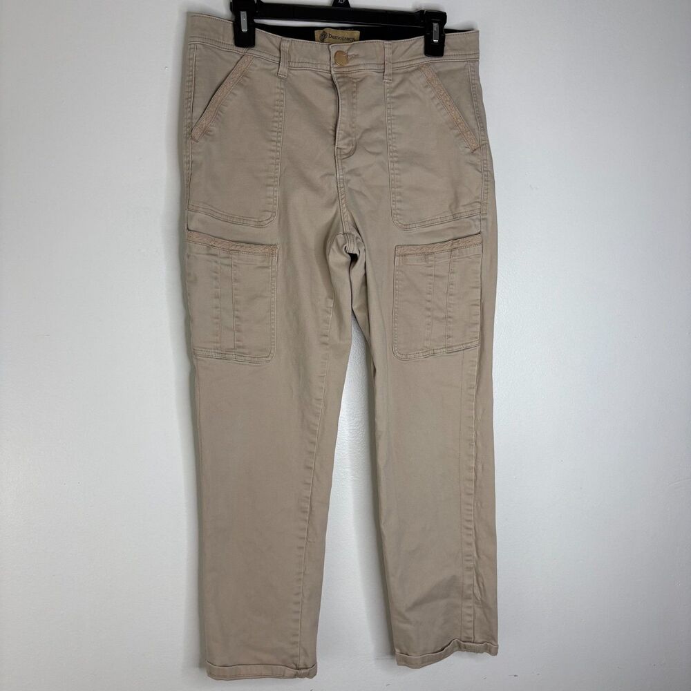 Democracy Women's Size 12 Khaki Cargo Pants Stretch Utility Pocket Workwear